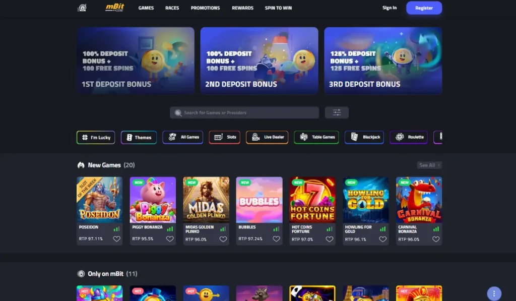 mBit casino Home page