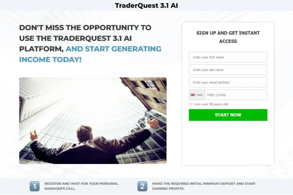 TraderQuest 3.1 AI Crypto Trading Platform website